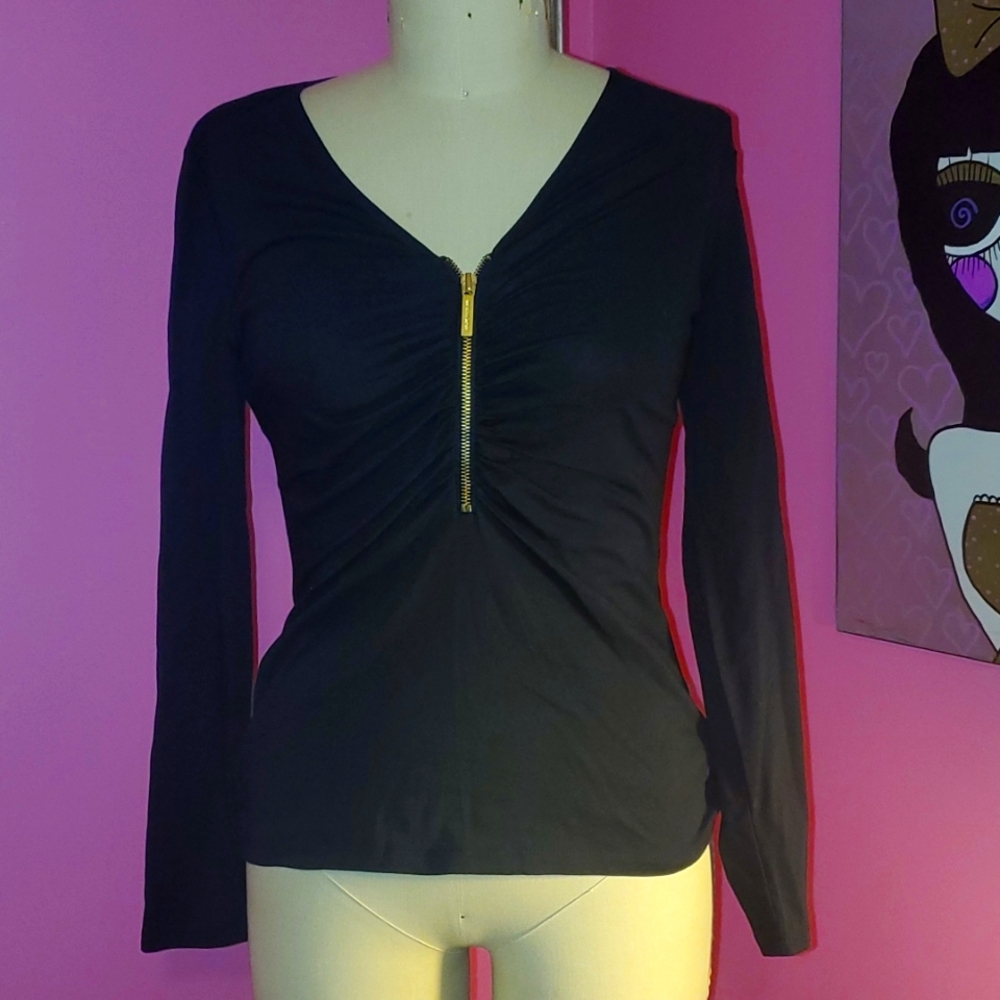 NWT Michael Kors long sleeve top with gold zipper